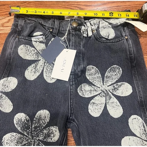 $395 The Great The Hero Black Daisy Stamp Jean Women's Size 25 Made In Usa - Picture 10 of 16